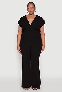 Womens Plus Size Faux Wrap Top, Black, Size 2X