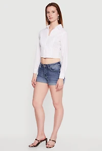 Long Sleeve Zip Front Cropped Shirt