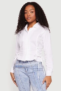 Lace Up Side Long Sleeve Shirt