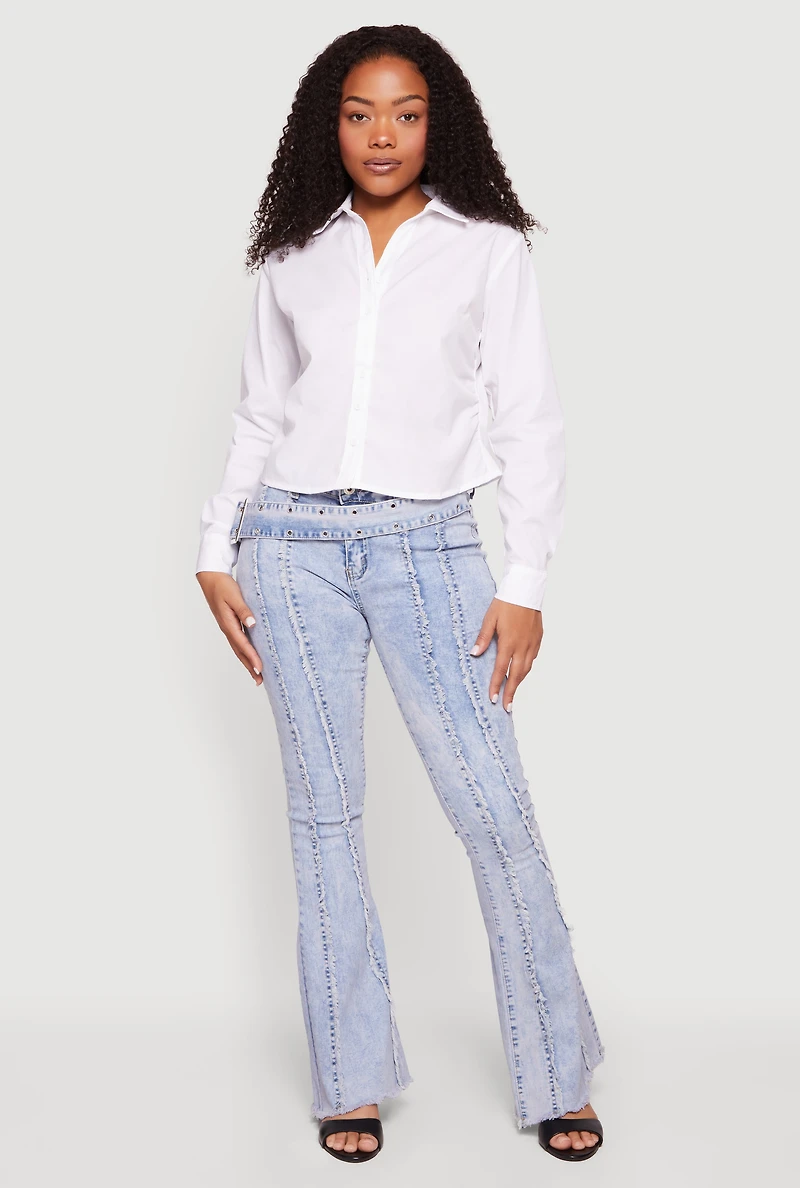 Side Ruched Button Front Shirt