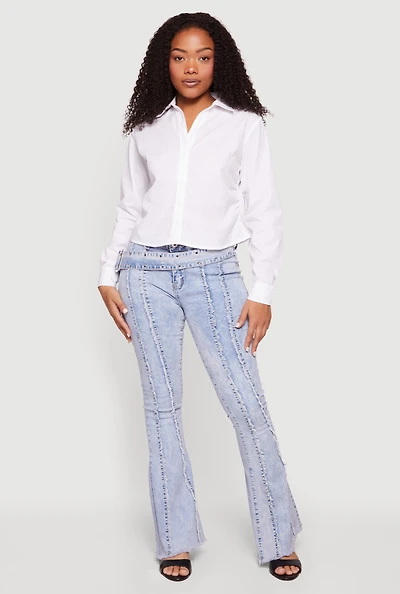 Side Ruched Button Front Shirt