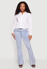 Side Ruched Button Front Shirt