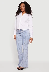 Side Ruched Button Front Shirt