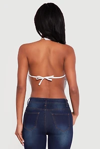 Rhinestone Hanky Hem Open Back Halter Top