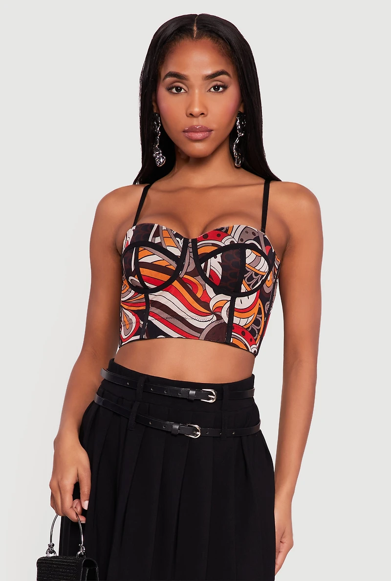 Abstract Print Convertible Bustier Top