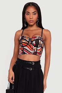 Abstract Print Convertible Bustier Top