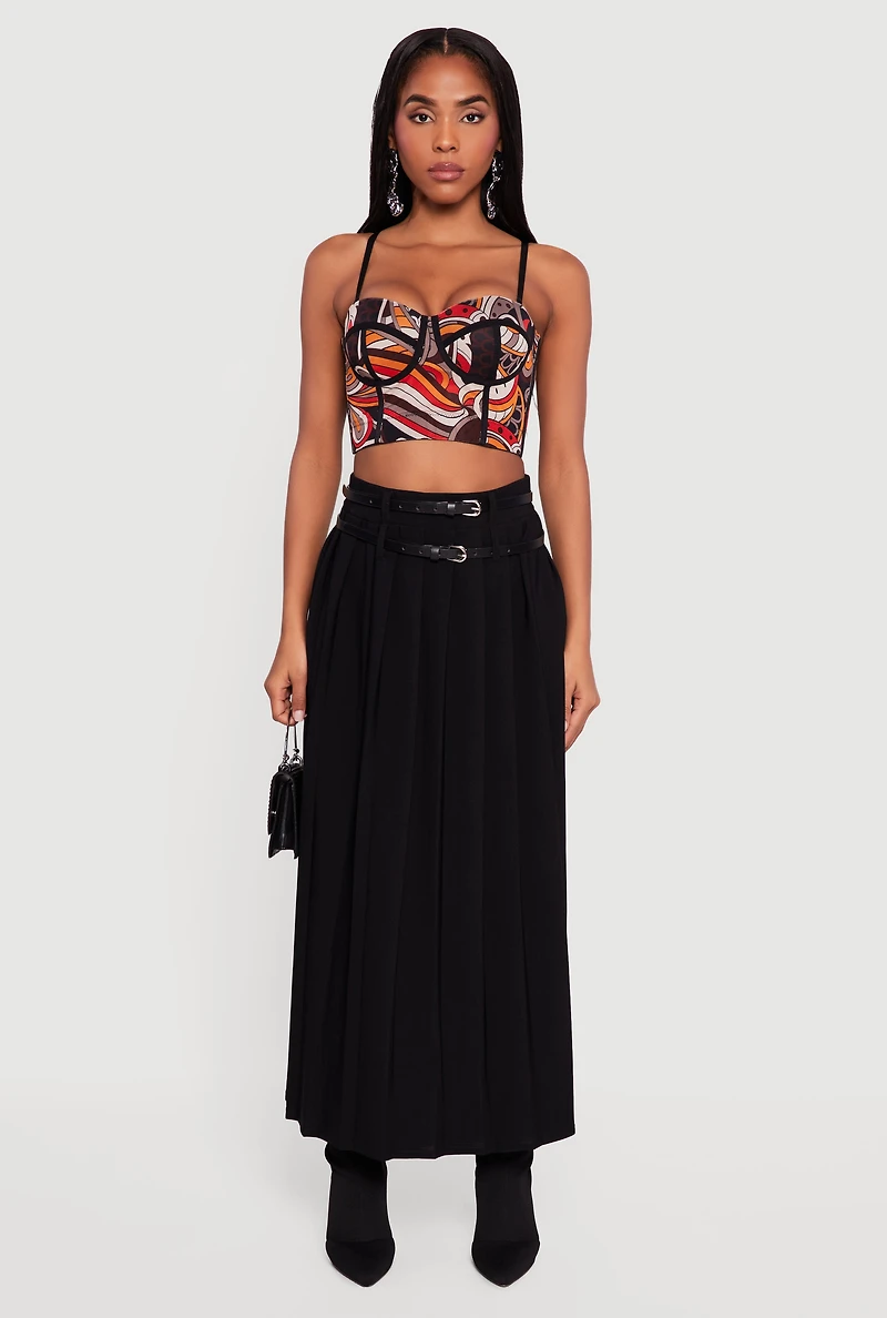 Abstract Print Convertible Bustier Top