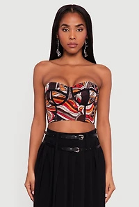 Abstract Print Convertible Bustier Top