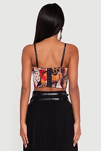 Abstract Print Convertible Bustier Top