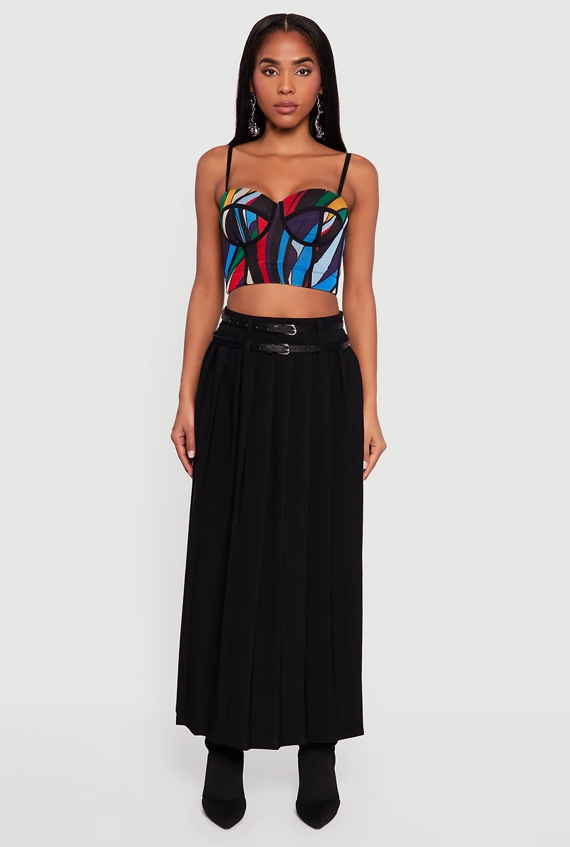 Abstract Print Convertible Bustier Top