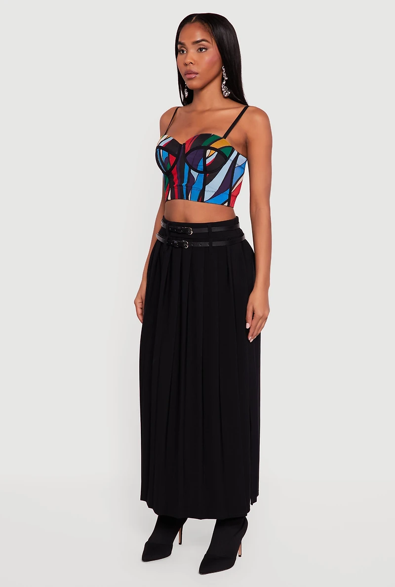 Abstract Print Convertible Bustier Top