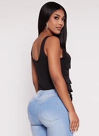 Cargo Pocket Zip Front Cropped Tank Top