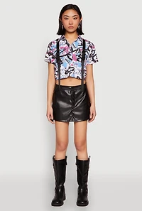 Womens Spoon Jeans Graffiti Print Crop Top, Multi, Size L