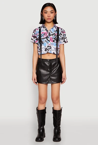 Spoon Jeans Graffiti Print Crop Top