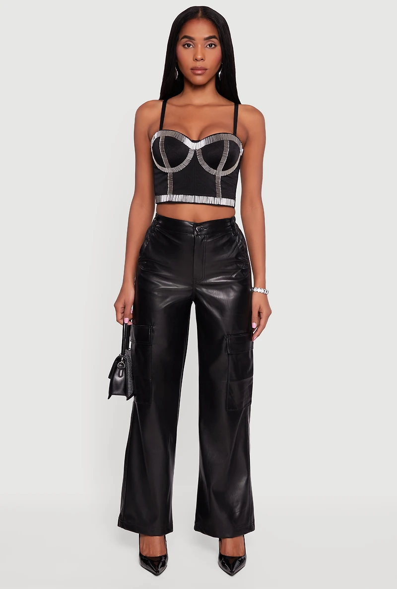 Beaded Sweetheart Convertible Bustier Crop Top