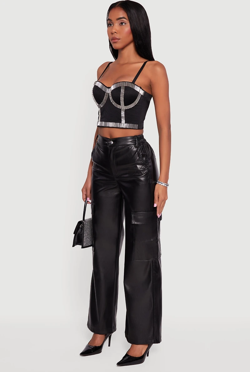 Beaded Sweetheart Convertible Bustier Crop Top