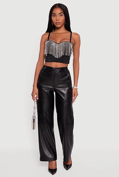 Rhinestone Trim Bustier Crop Top