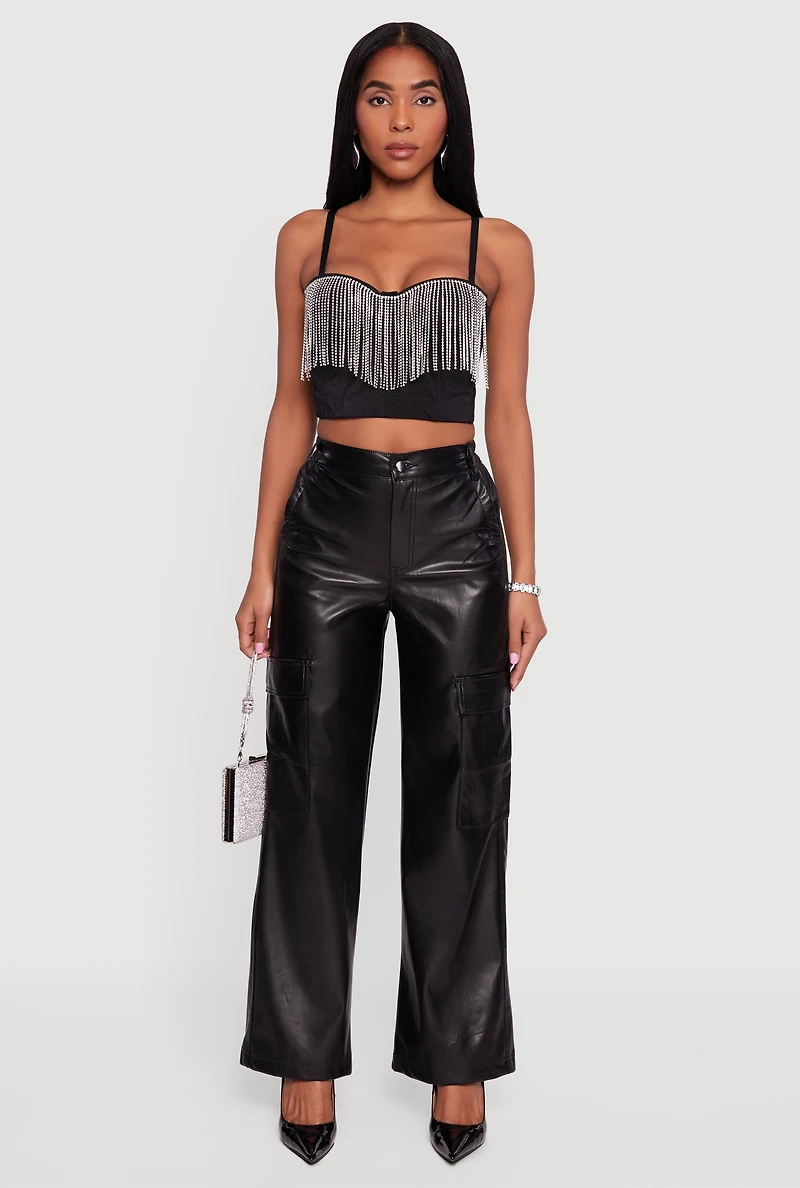 Rhinestone Trim Bustier Crop Top