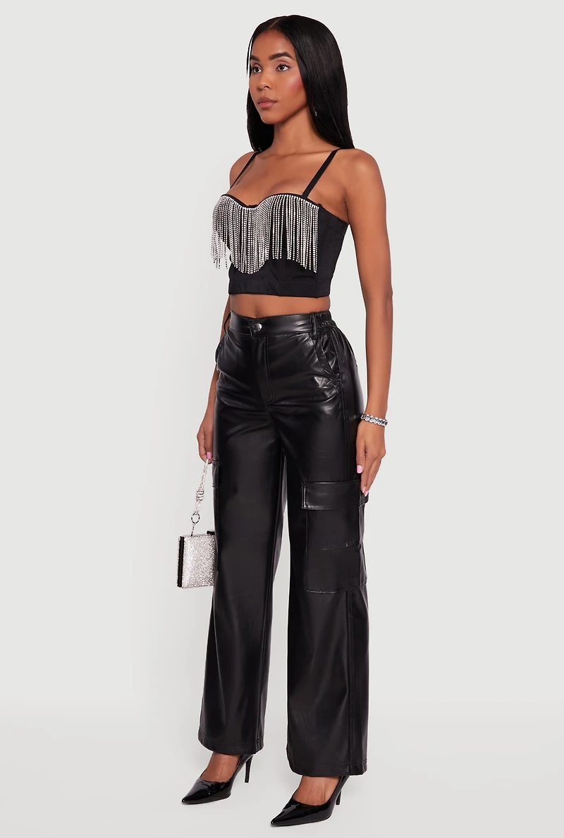 Rhinestone Trim Bustier Crop Top