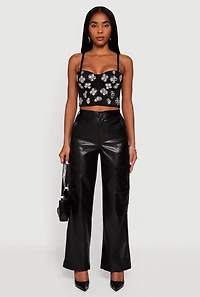 Floral Rhinestone Convertible Bustier Crop Top