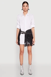 Womens Poplin Shirt Dress, White, Size M
