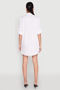 Womens Poplin Shirt Dress, White, Size M