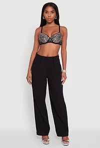 Metallic Studded Sweetheart Bustier Crop Top