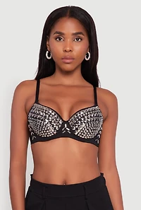 Metallic Studded Sweetheart Bustier Crop Top