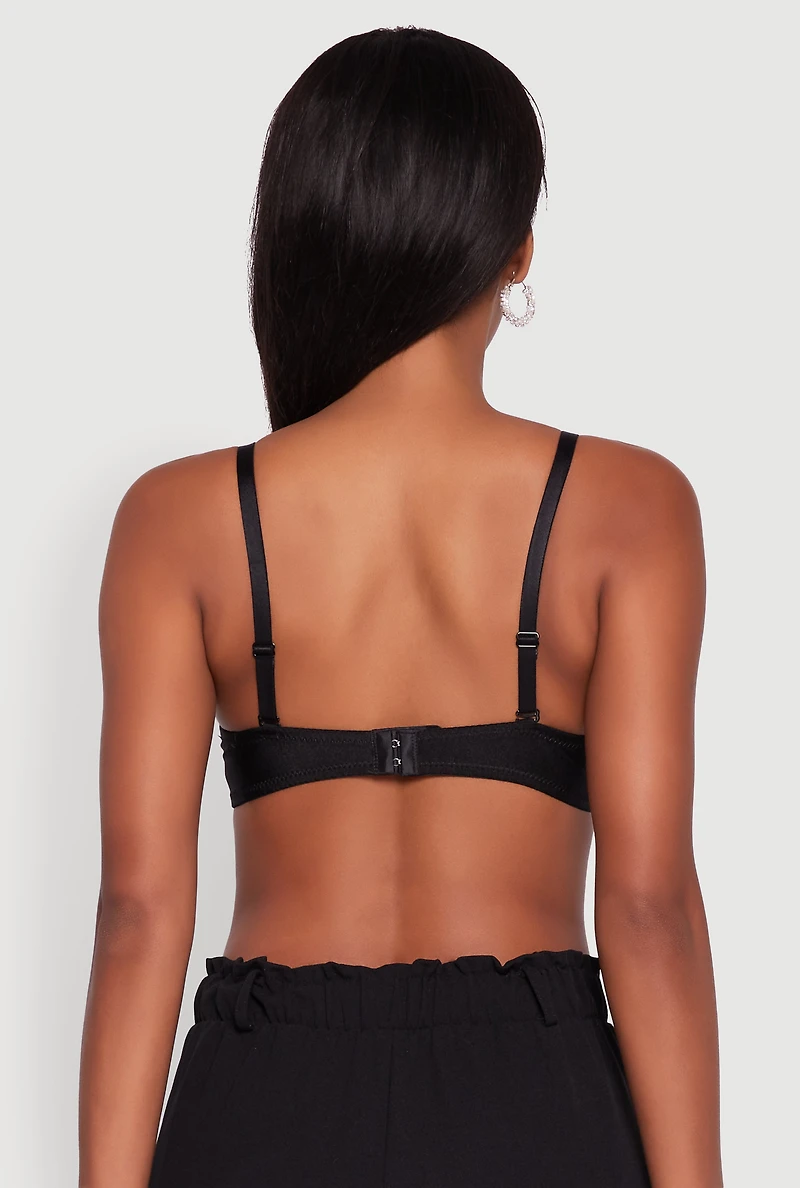 Womens Metallic Studded Sweetheart Bustier Crop Top, Black,