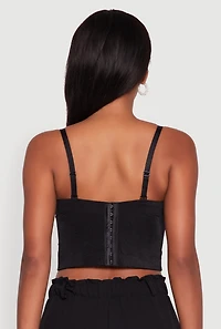 Womens Rhinestone Embellished Bustier Crop Top, Black, Size S-M