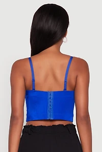 Womens Rhinestone Embellished Bustier Crop Top, Blue, Size S-M