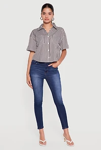 Striped Short Sleeve Button Front Shirt
