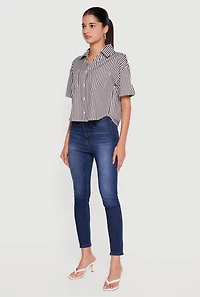 Striped Short Sleeve Button Front Shirt