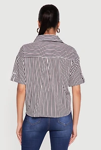 Striped Short Sleeve Button Front Shirt