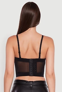 Womens Faux Pearl Gemstone Sequin Convertible Bustier Top, M-L