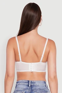 Womens Metallic Rhinestone Fringe Bustier Crop Top, White, Size L