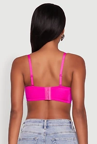 Womens Metallic Rhinestone Fringe Bustier Crop Top, Pink, Size L