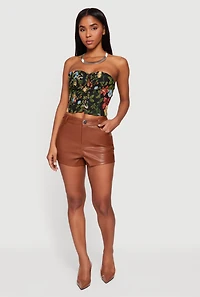 Sweetheart Lace Up Floral Jacquard Corset Top