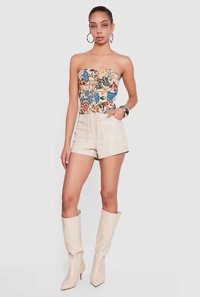 Sweetheart Lace Up Floral Jacquard Corset Top