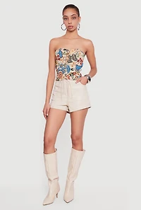 Sweetheart Lace Up Floral Jacquard Corset Top