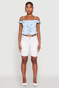 Iris Ruffled Cold Shoulder Crop Top