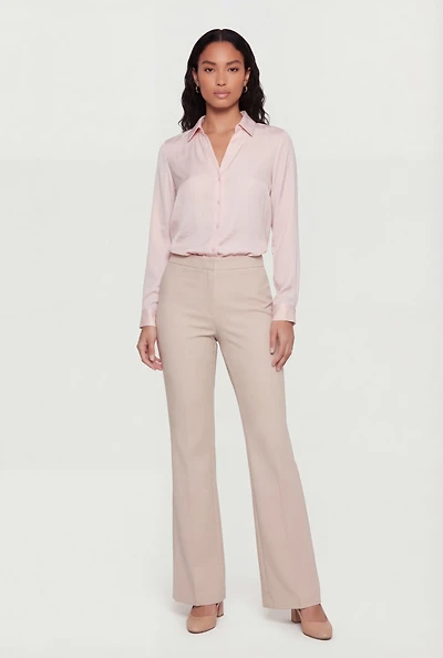 Crepe Knit Long Sleeve Button Front Shirt