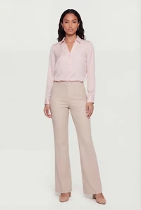Crepe Knit Long Sleeve Button Front Shirt