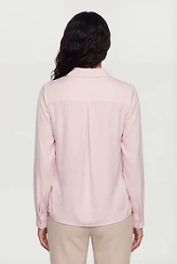 Crepe Knit Long Sleeve Button Front Shirt