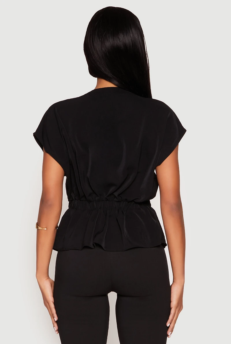 Iris Crepe Knit Drawstring Waist Blouse