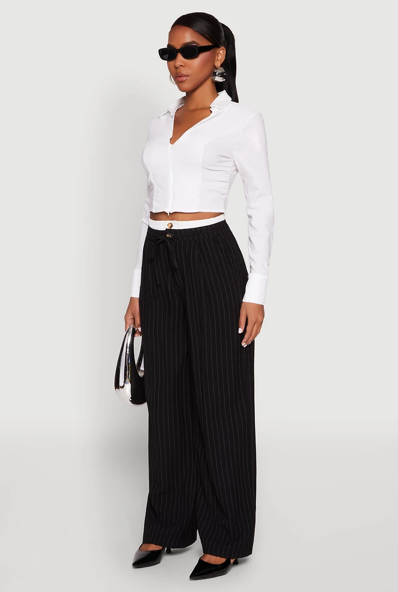 Womens Iris Zip Front Cropped Shirt, White,