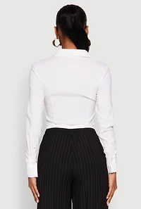Womens Iris Zip Front Cropped Shirt, White, Size M