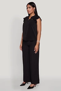 Womens Iris Crepe Knit Flutter Sleeve Blouse,