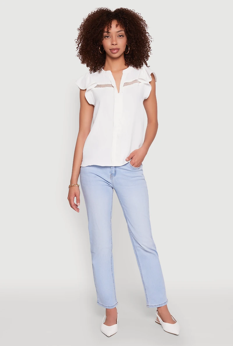 Iris Crepe Knit Flutter Sleeve Blouse