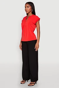Womens Iris Airy Notch Neck Blouse, Red, Size S